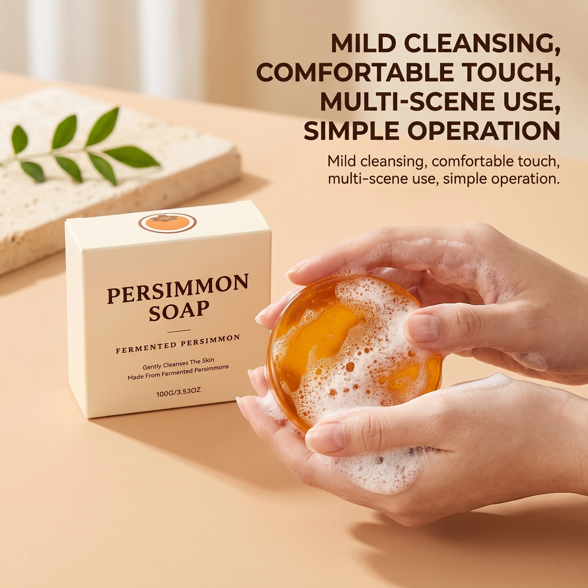 Persimmon Soap For Face Body Soothe Skin Surface Maintain Skin Hydration Body Oil Cleansing Dirt Removal Moisturizing Refreshing