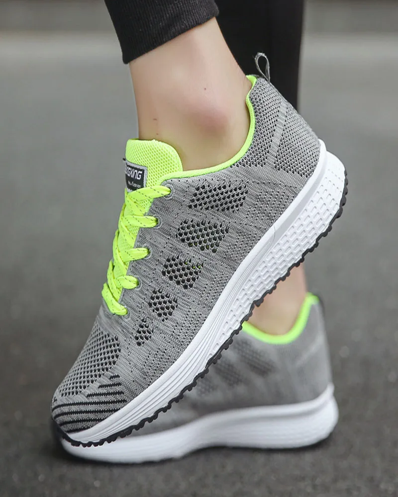 Casual women's fashionable breathable walking shoes mesh flat-soled sports men's fitness vulcanized white women's shoes