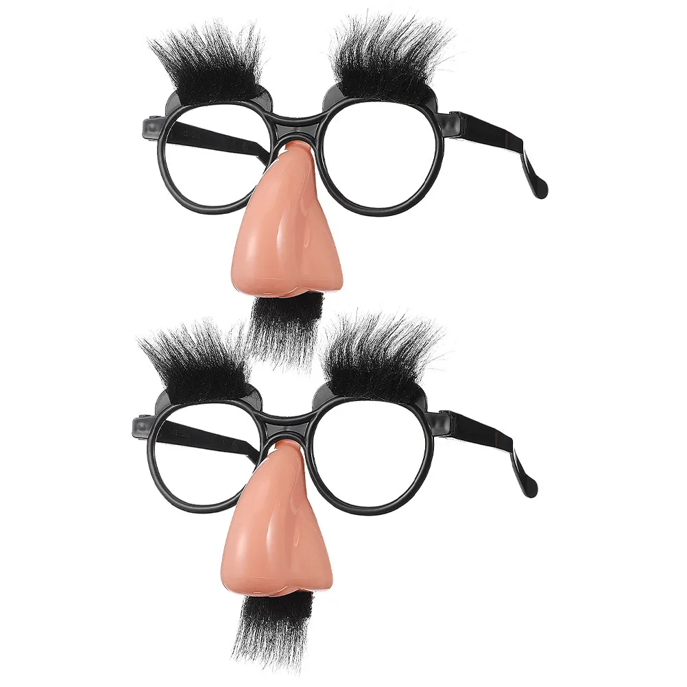 

2Pcs Mustache Glasses Prank Eyewear Clown Theme Halloween Party Favors Funny Adult Sunglasses Birthday Carnival Photo Prop