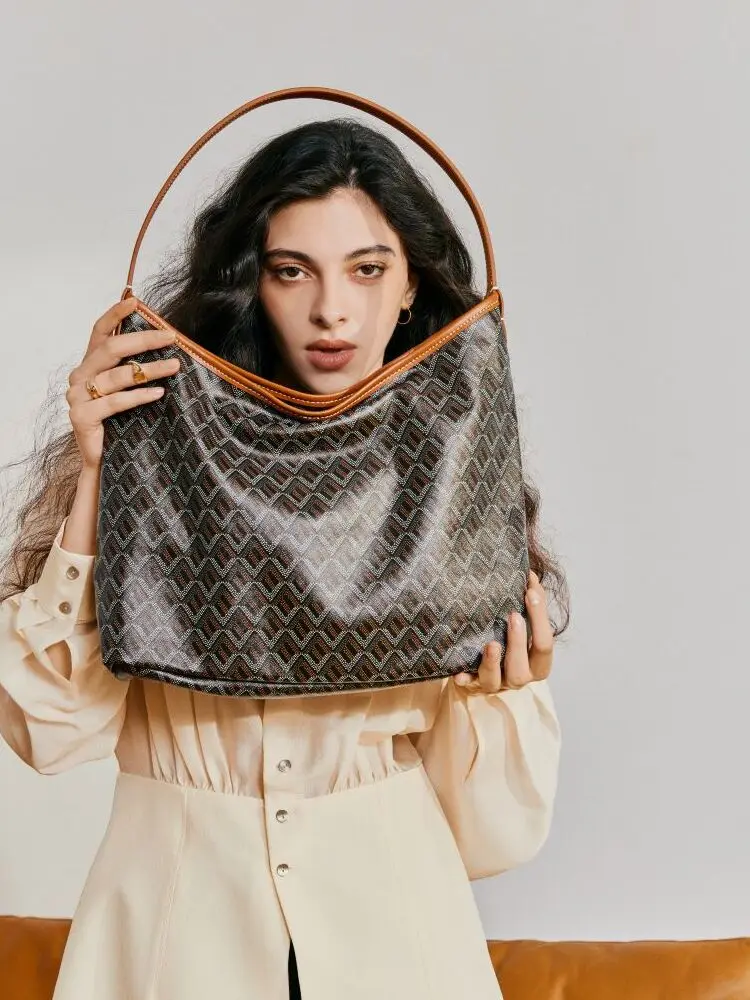 

EMO Dog Tooth Underarm Bag Large Capaci Women's Bag Faionable Casual oulder Bag Soft Handle Polyester Single Strap