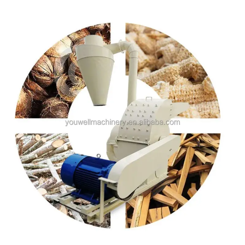 

High Quality Wood Hammer Mill Sawdust Machine 300-600kg/h Capacity 11W Power