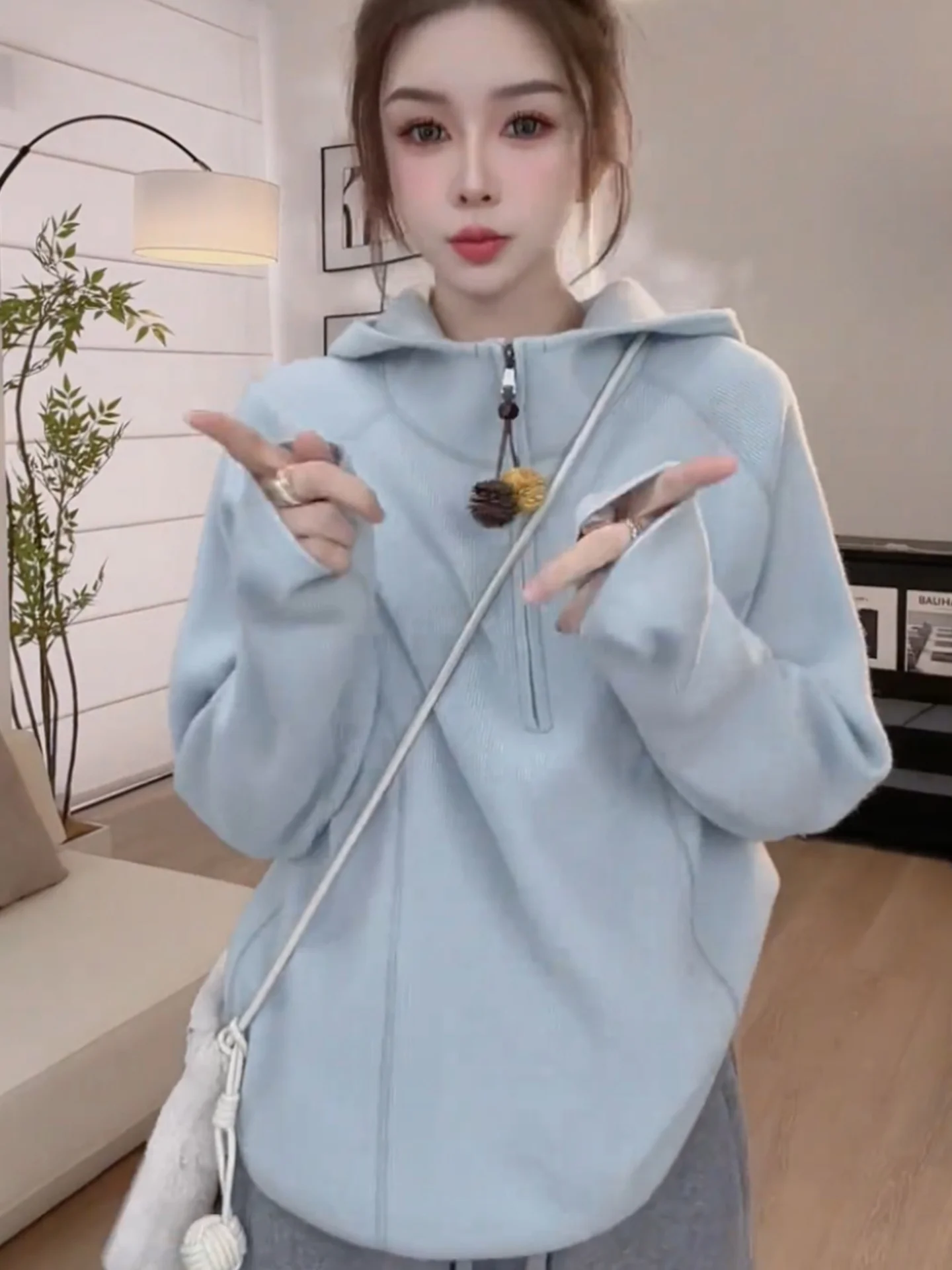 Laid-ba Hooded Knitwear Thi Long Sve  Color Winter Casual Anti-aging Loose Sweater Korean Sle Commute Faion