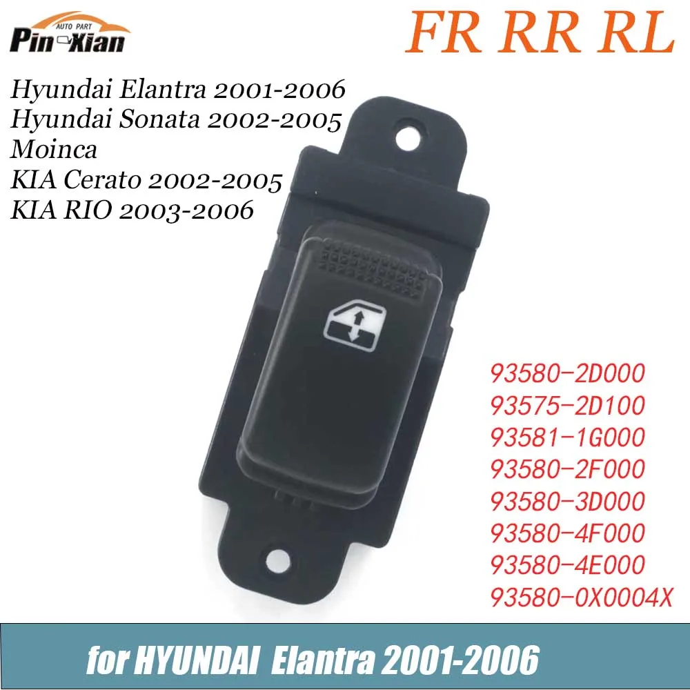 

Front Right/Rear Right/Rear Left Electric Power Window Switch Button for Hyundai Elantra 2001-2006 Sonata 2002-2005 93580-2D000