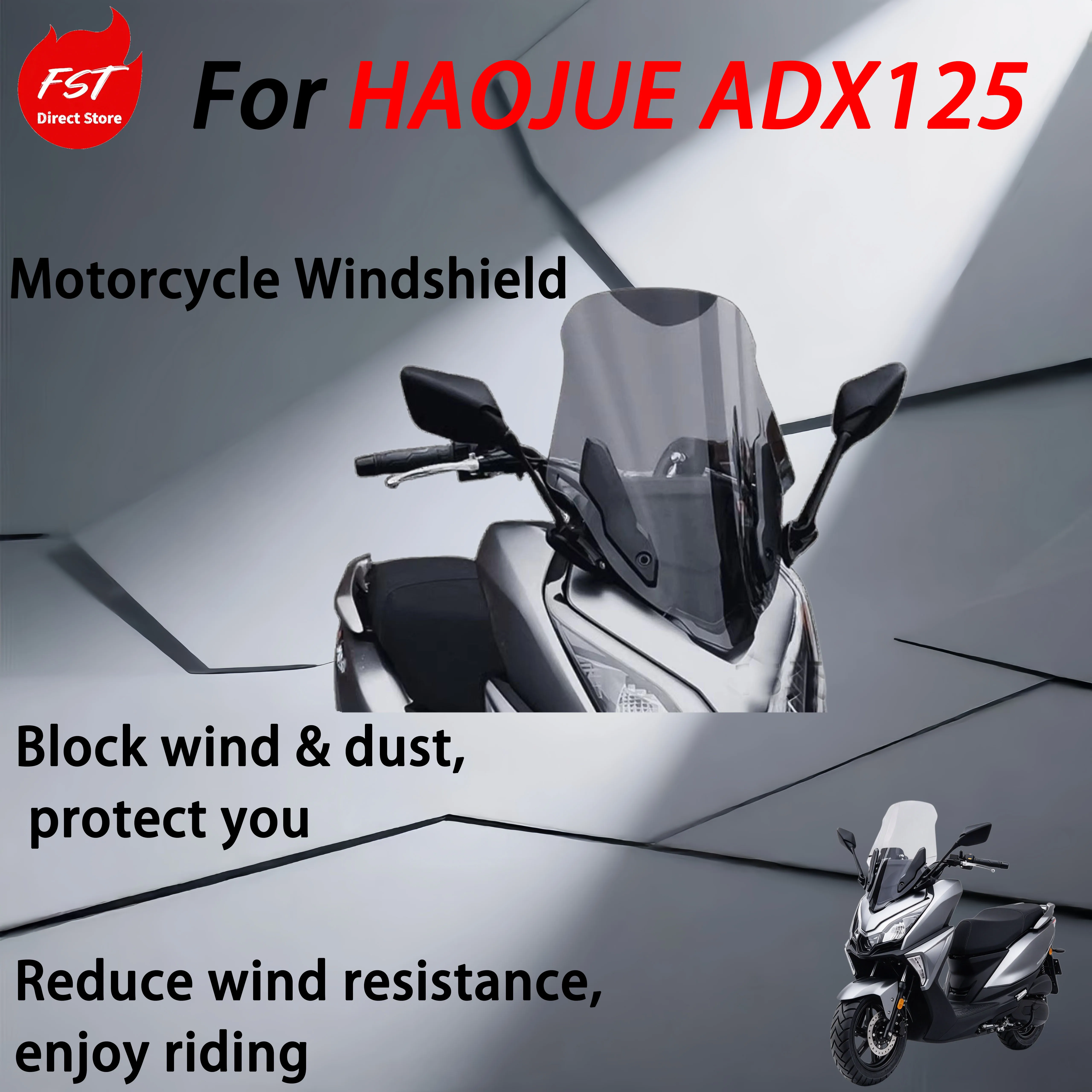 For HAOJUE ADX125 Install the accessory windshield rearview mirror and move it forward; then remove the front windshield panel.