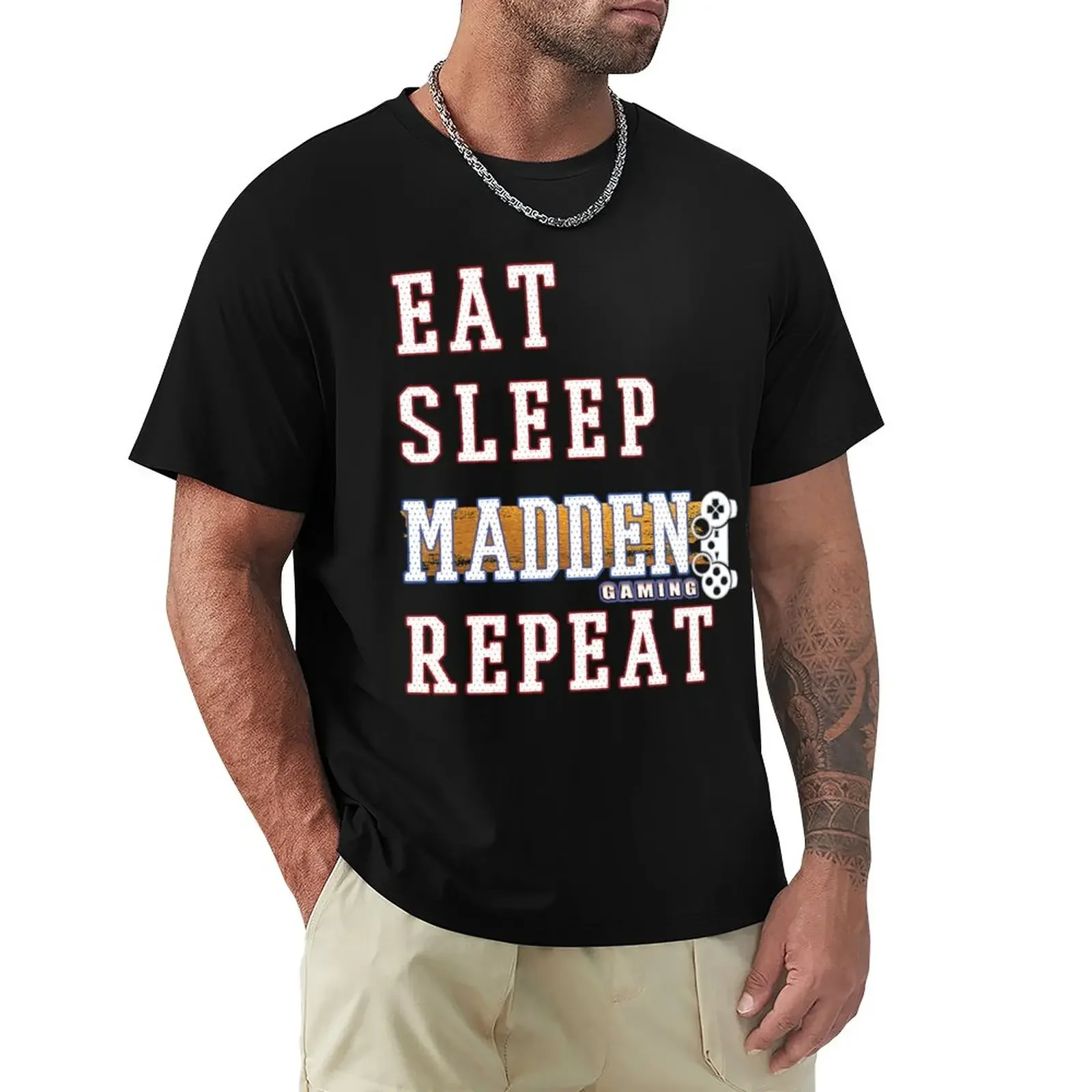 

Best Madden Videos Games With Eat Sleep Repeat Quotes T-Shirt cute clothes Blouse Men's cotton t-shirt