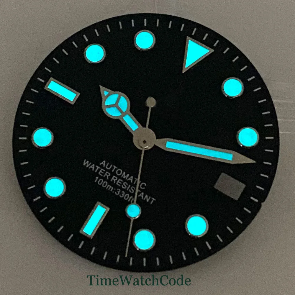 29mm Black Blue Green Watch Dial Hands Fit NH35 NH36 Miyota 8215 821A DG 2813 ETA 2824 2836 PT5000 ST2130 ST1612 Greenish-blue