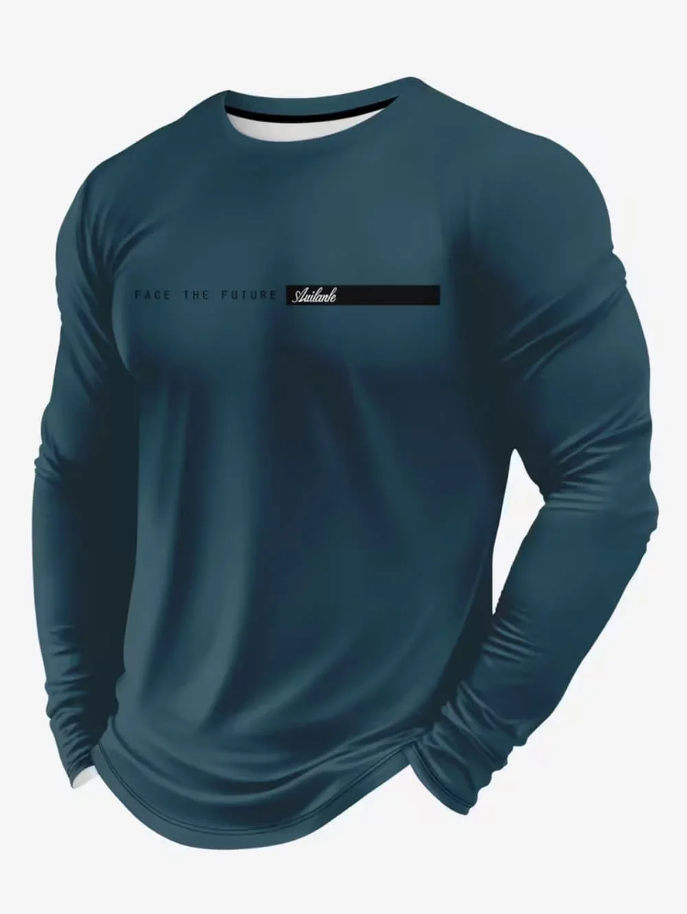 Men's Mexico Eagle Print T‑Shirt, Fashion Comfortable Long‑Sleeve T‑Shirt, Casual O‑Neck Pullover, Loose Men's Tops for Autumn - view 5