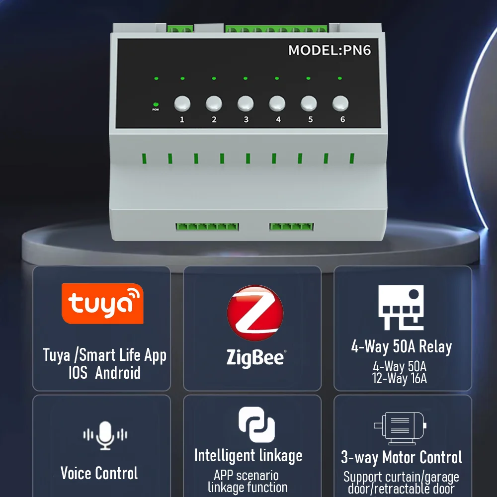 Jianshu Interruptor Inteligente Zigbee 3.0 Universal 6-16CH Compatível com Alexa/Google Home APP Controle Remoto Temporizador Programável Controle por Voz Sistema Casa Inteligente Automação Residencial IoT