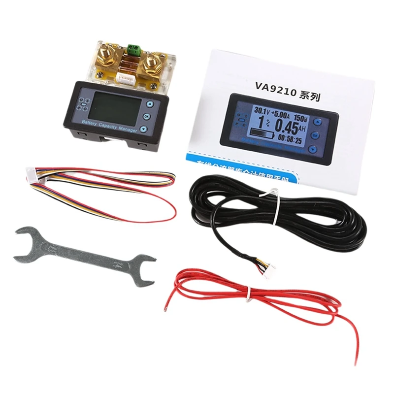 BAAR-VA9210 120V 200A Digital Voltmeter Ammeter Battery Capacity Indicator Hall Coulomb Meter Tester Power Detector