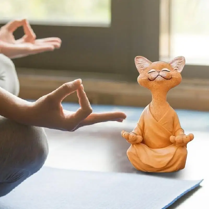 Yoga Pose Cat Figurine Yoga Cat Statues For Home Decor Accents Yoga Pose Figurine Whimsical Cat Buddha Figurine Meditation Yoga