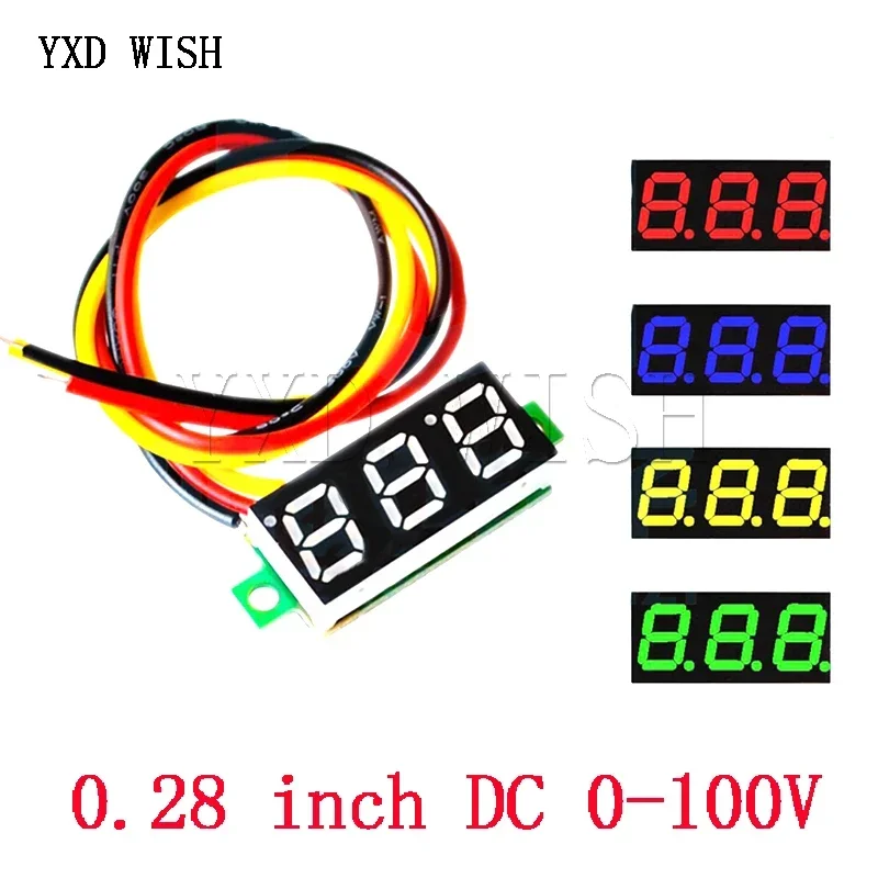 

5pcs 0.28 inch DC 0-100V 3-Wire Mini Gauge voltage meter Voltmeter LED Display Digital Panel Voltmeter Meter Detector Monitor