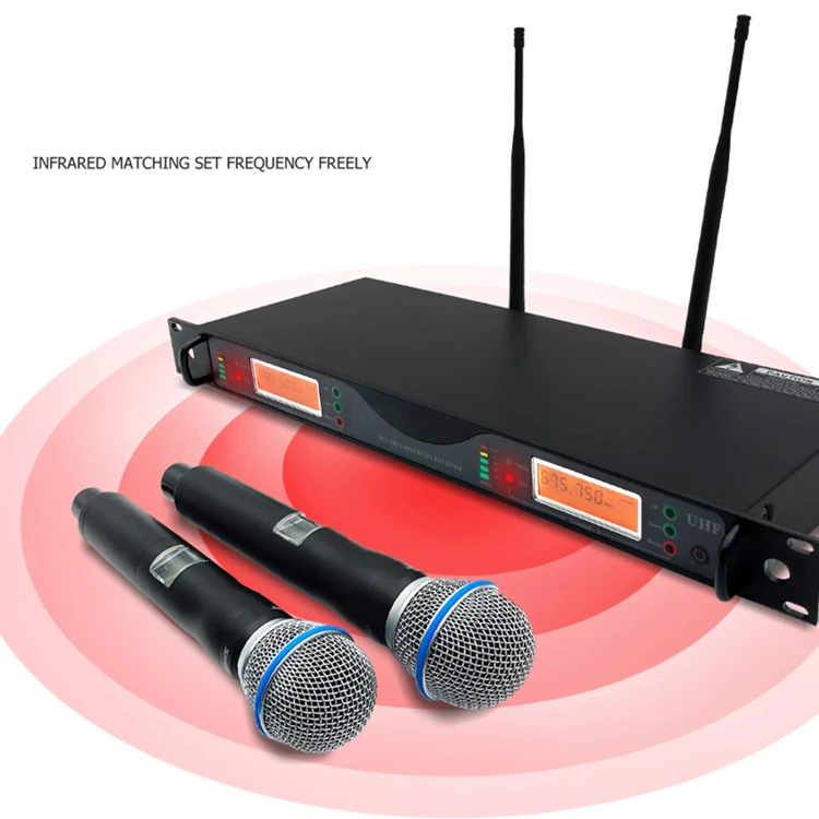 Professional Stage Karaoke UHF Wireless Microphone UR24D 2CH Lightweight for Speeches and Studio Use