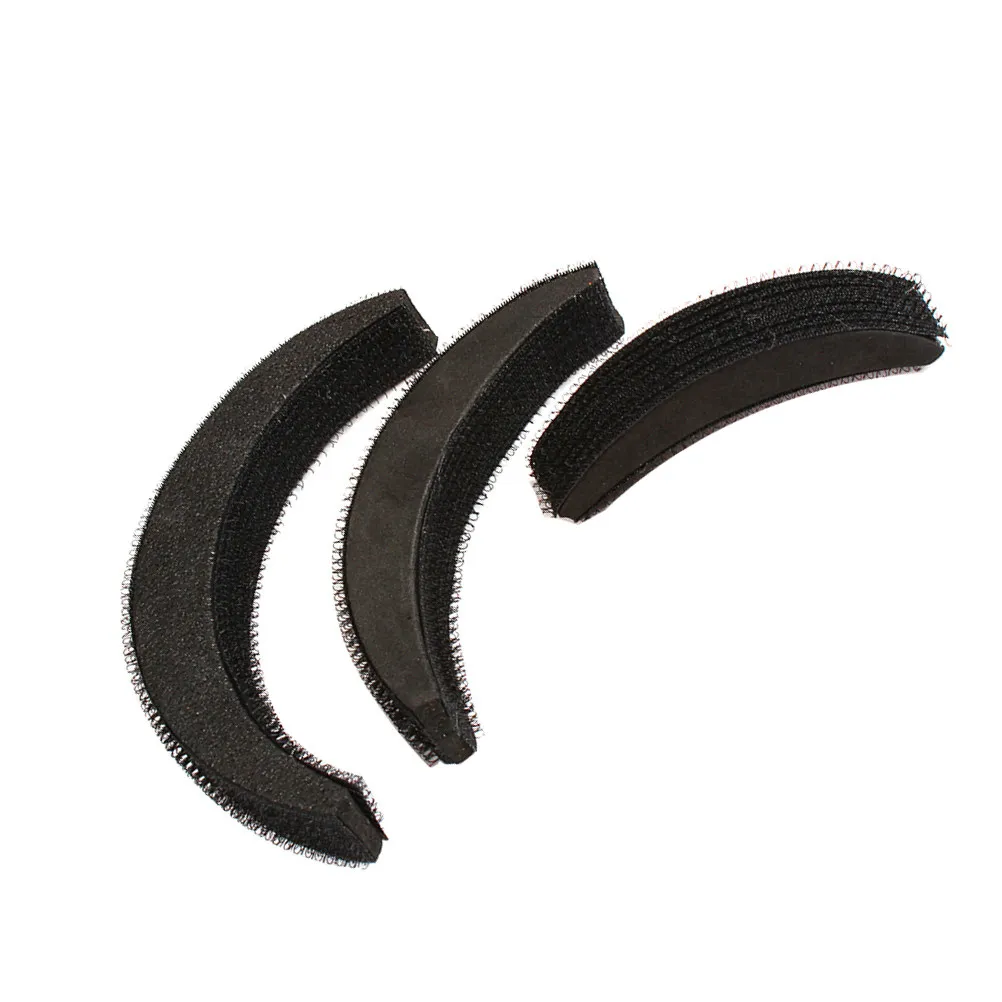 3Pcs Hair Fringe Sticker Crescent Shaped Large No Metal Elastic Hair Pad Bangs Styling Tool Black Volume Booster