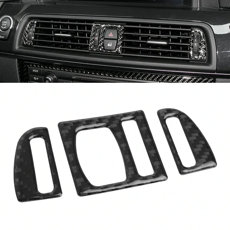

Real Carbon Fiber Interior Center Console Air Vent AC Outlet Control Cover Sticker For BMW 5 Series F10 F11 2011-2017 2016 2015