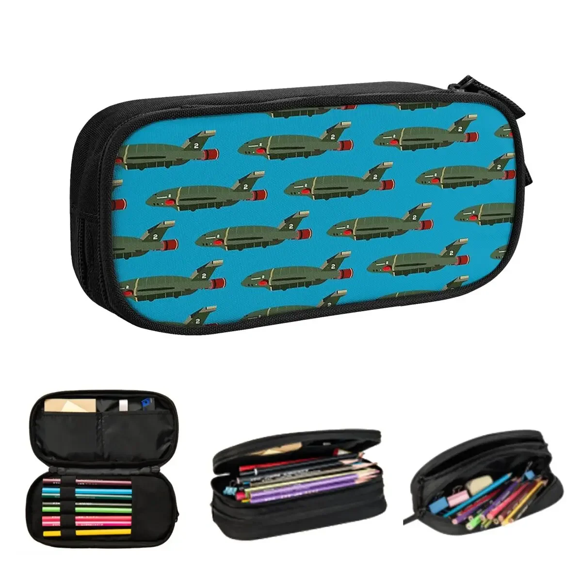 Thunderbird 2 Aircraft Thunderbirds TV Original Series Virgil Tracy Pencil Cases Pen Bags Pen Box Pencil Pouch For Boys Girls