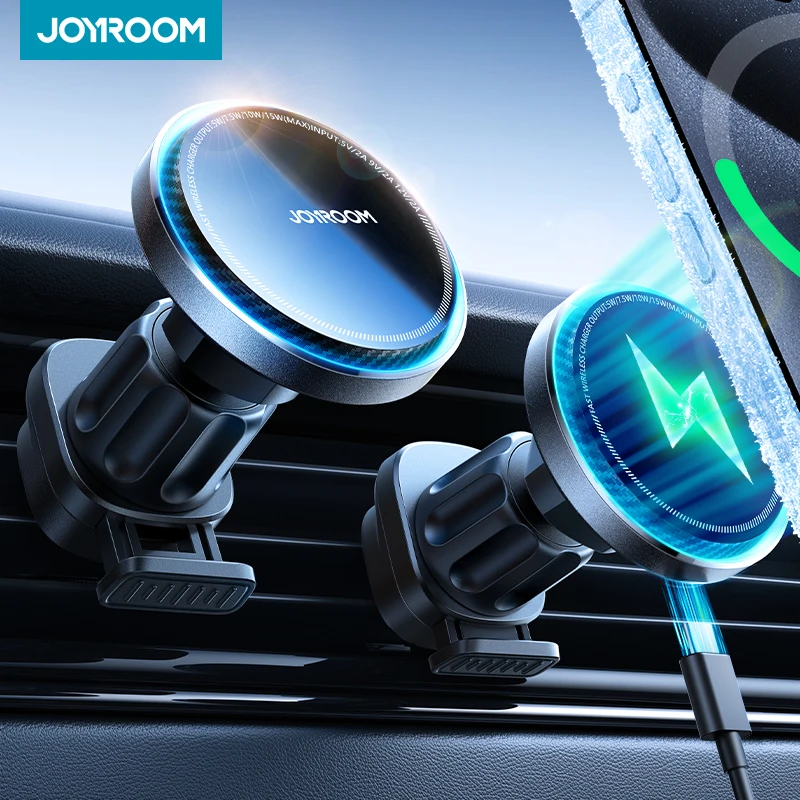 JOYROOM 15W Magnetic Car Mount Charger Cooling Fast Charging Wireless Car Charger Mount  Car Phone Holder For iPhone For Magsafe