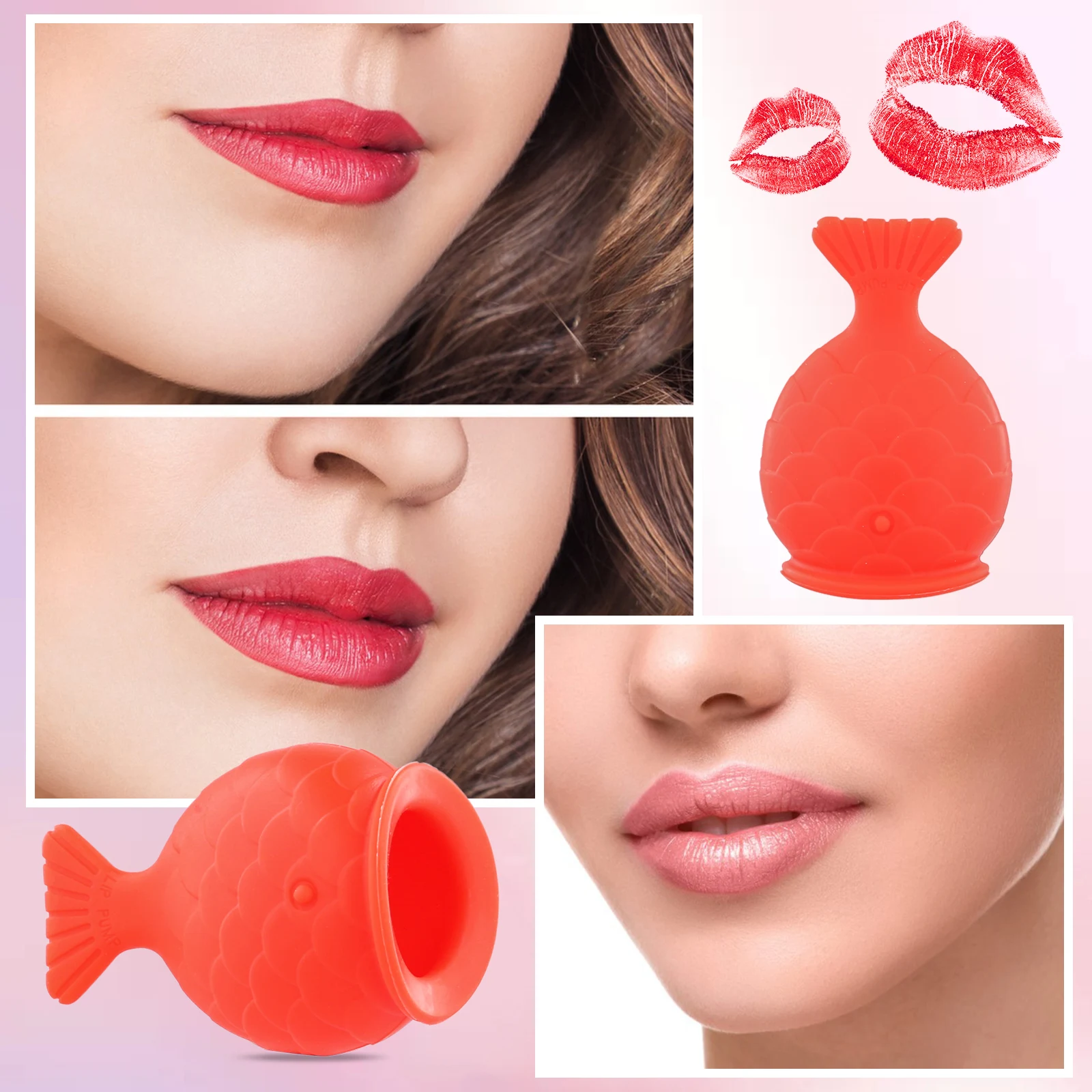 Lips Enhancer Plumper Device Lip Plumper Makes Your Lip Looks More Full Fish Shape Lip Enhancer Soft Silicone Pout Lips Enhancer