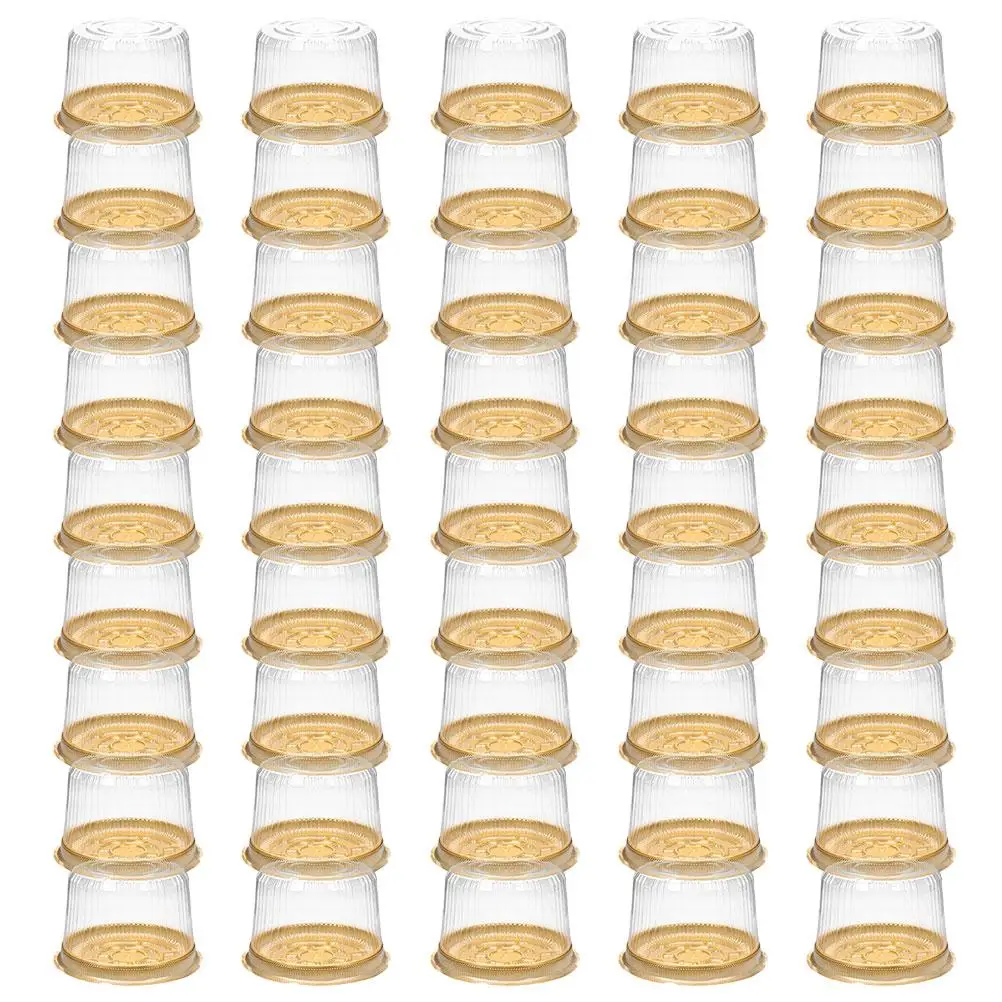 50 Pcs Cake Boxes Transparent Containers Dome Lid Plastic Party Favor for Slices Treats Packaging Gifts Disposable Kitchen