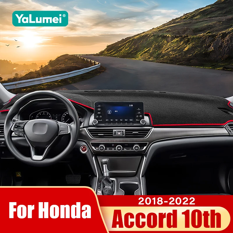 لهوندا أكورد 10th 2018 2019 2020 2021 2022 لوحة سيارة الشمس الظل غطاء حصيرة تجنب ضوء عدم الانزلاق وسادة الملحقات #1