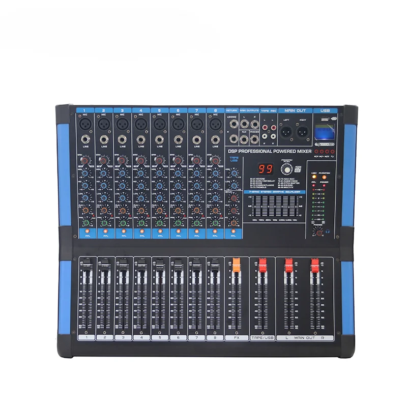 

TC-8D 350W 99Dsp Powered Sound Dj Price Usb audio mixer professional for dj stage