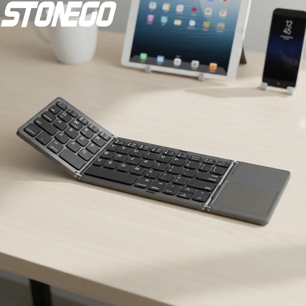 

Портативная Bluetooth-клавиатура для Apple iPad, мобильных телефонов и планшетов, трехсекционная, с тачпадом, внешняя беспроводная клавиатура