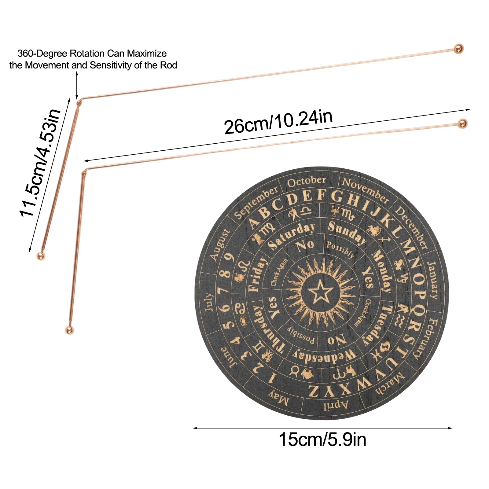 Multi Purpose Dowsing Tool Set 99 9% Copper Rods With Pendulum And Scrying Mat For Exploration And Energy Therapy