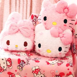 Kawaii Hello Kitty Rose Velvet Plush Melody Cushion Blanket Plushie Toy Soft Pillow Decorative Doll Bedding Kids Birthday Gift