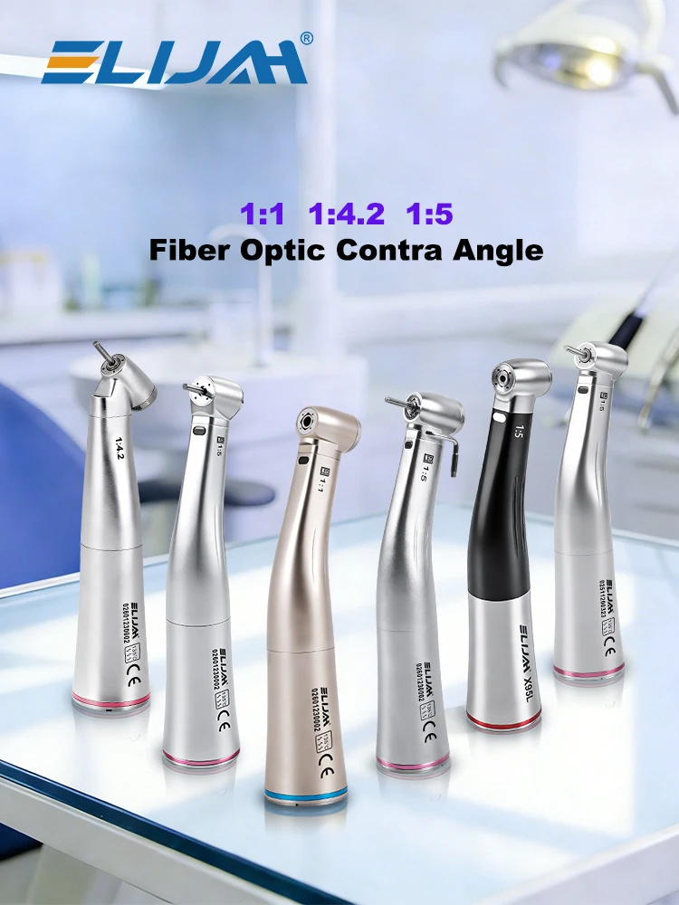ELIJAH Dental Bürstenloser Motor LED Glasfaser 1:5 /1:4,2 Zunehmende Geschwindigkeit 1:1 Winkelstück Niedrige Geschwindigkeit Handstück Luftturbine