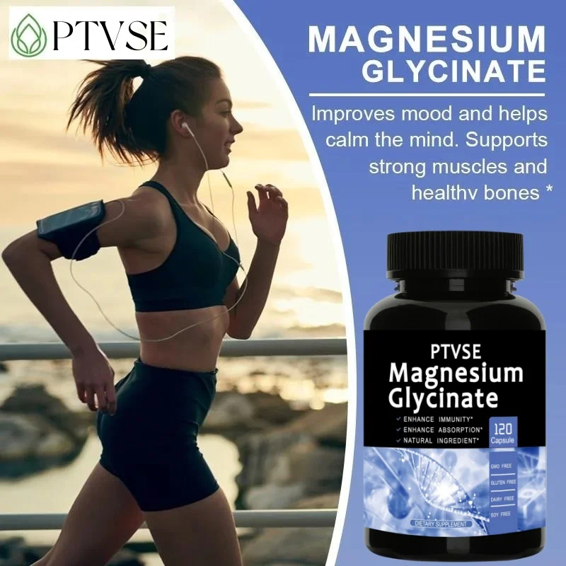 Magnesium Glycinate Supplement  with Zinc,Vitamin D3 B6 High Absorption Support for Women & Men Non-GMO Veggie Capsules