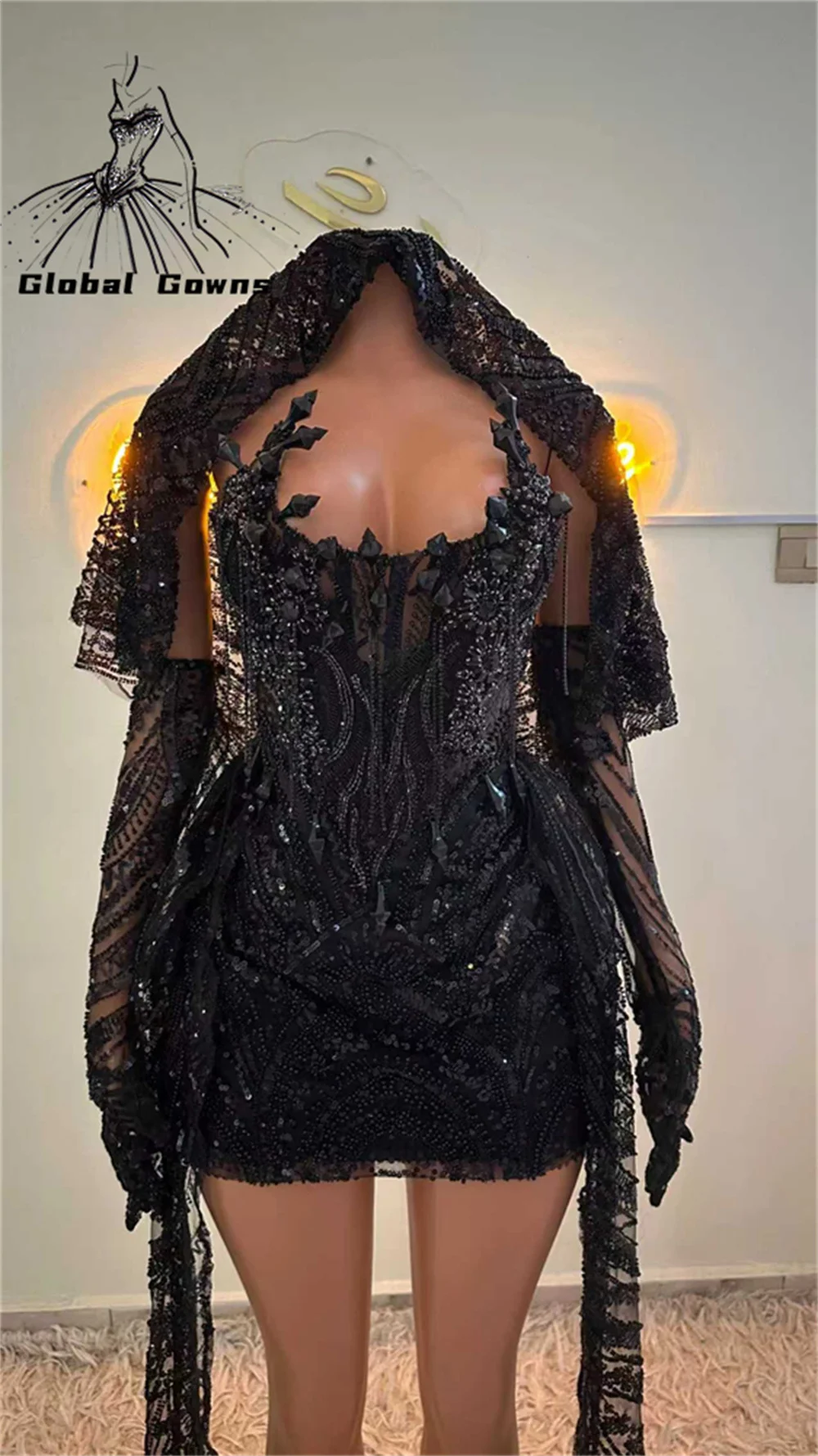 Unique Design Crystal Rhinestones Short Prom Dress 2025 For Black Girl Birthday Party Dress Homecoming Cocktail Dress Customized