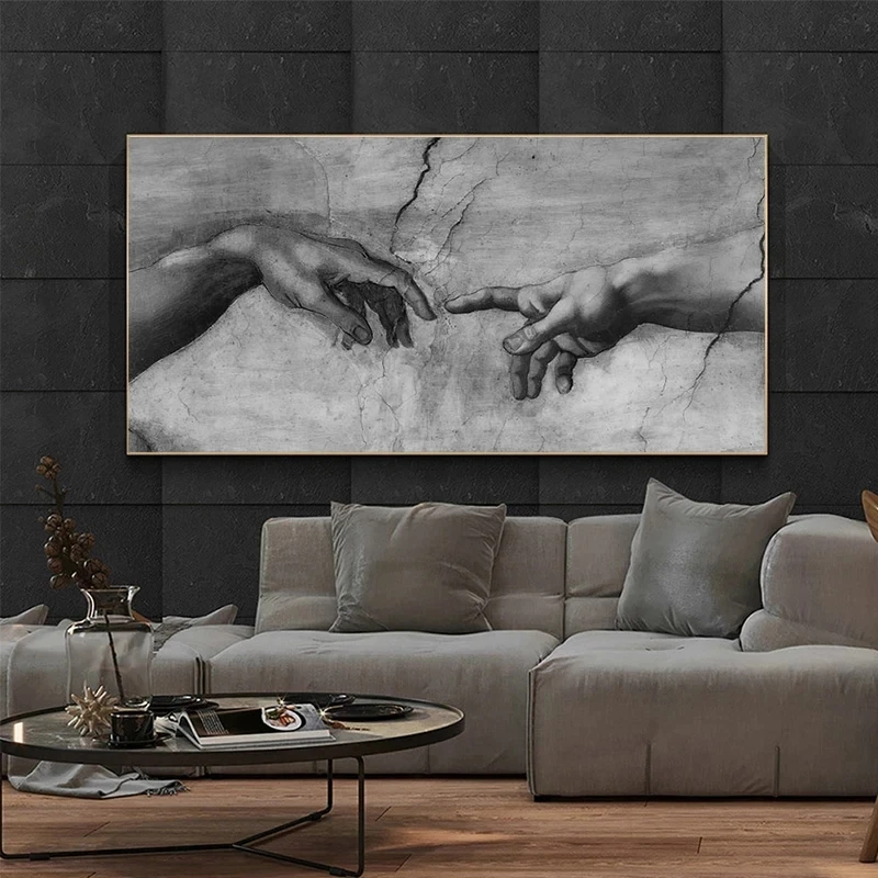 إنشاء Adam بواسطة Michelangelo ، لوحات قماشية ، ملصقات ومطبوعات فنية جدارية ، صور فنية شهيرة لديكور غرفة المعيشة