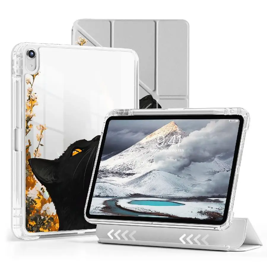 

Милый чехол-держатель для планшета с котиком для iPad 11-го, 10-го, 9-го, 8-го, 7-го поколений, 12.9 дюймов, Air 4, 5, M3, M2, M4, 11 дюймов Pro 2025, Mini 6, 7