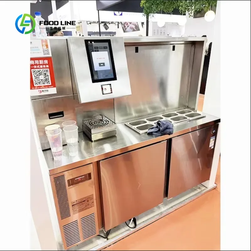 Customized 1.8 Meters  Automatic Bubble Tea Preparing Refrigerate Working Counter Milktea bar Bubble Tea Machine