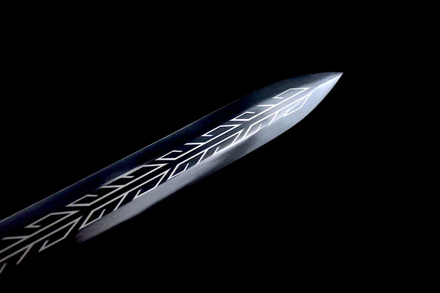 104.5 سنتيمتر التنين الأسود نمط السيف حافة قطع القرون الوسطى كاتانا كامل تانغ معركة إعداد دمشق الصلب النينجا الكونغ فو مارشل Ar #4