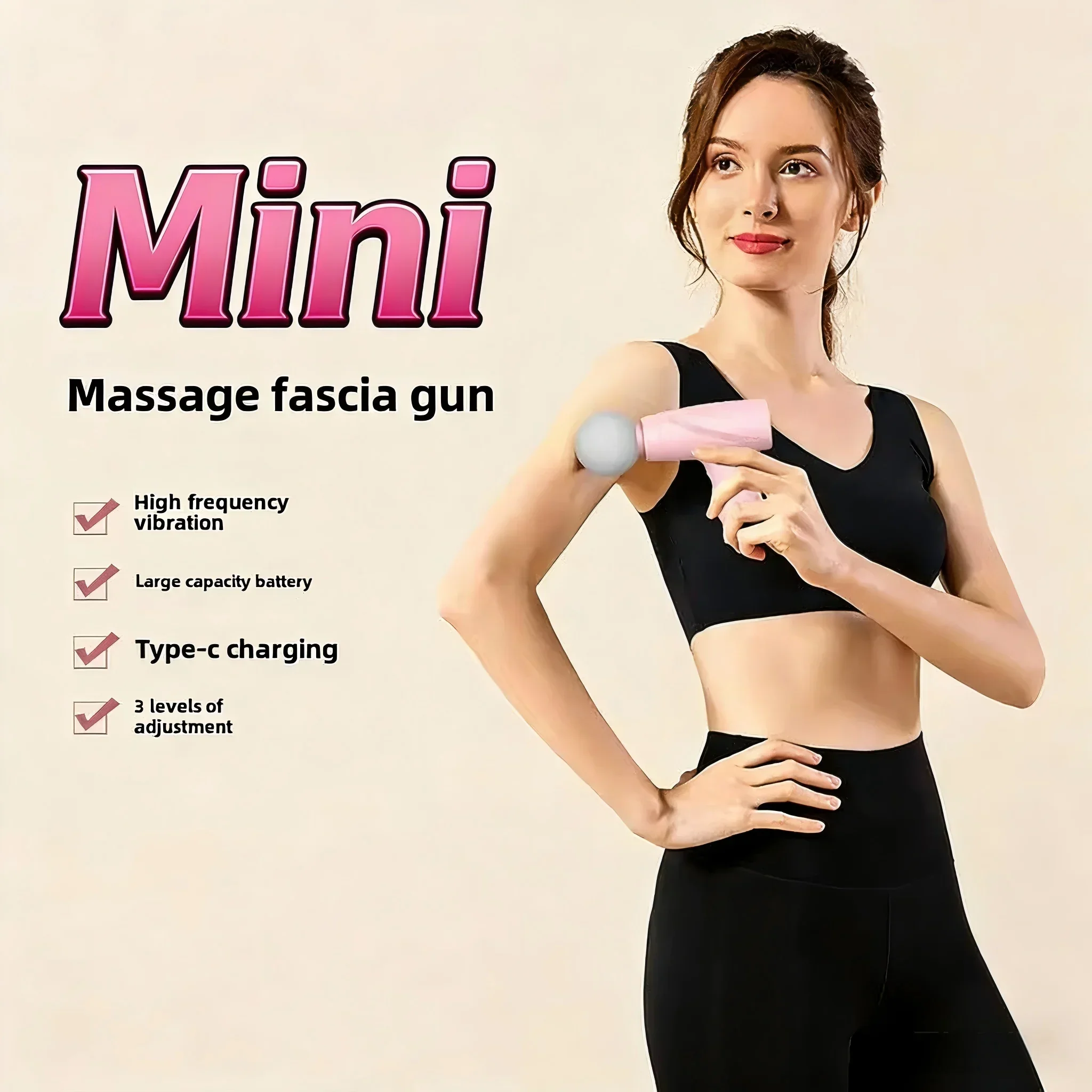 Mini Fascia Gun Portable Deep Tissue Massager Handheld Electric Muscle Relaxation Massage Gun for Neck Back Shoulder Pain Relief