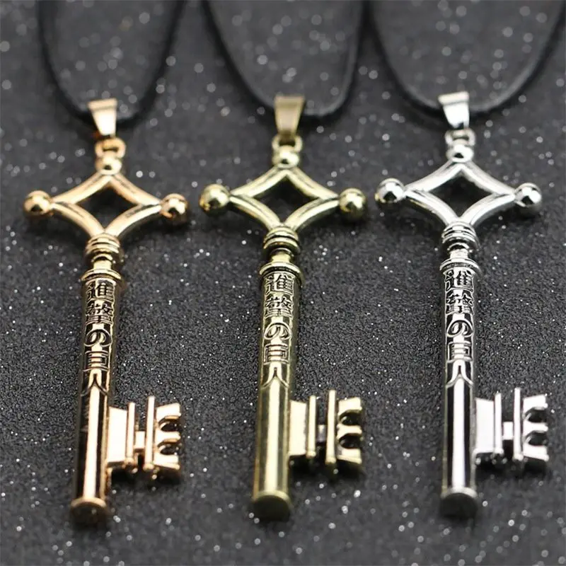 Anime Attack on Titan Necklace Eren Key Shingeki No Kyojin Pendant Vintage Retro Necklace Cosplay Party Jewelry