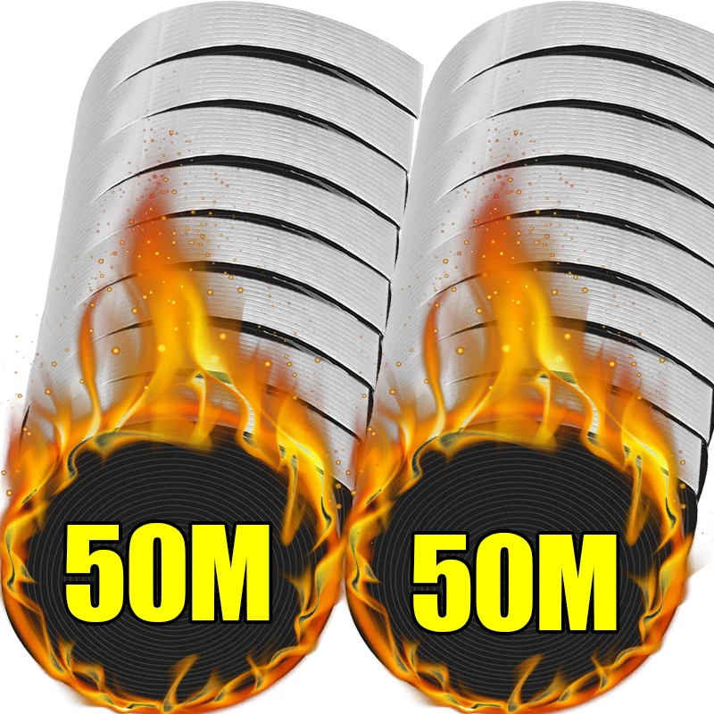 

50/10 м уличная пена, сохраняющая тепло трубы, лента, зимняя изоляционная пенопластовая фольга для трубопровода, защита от пожара, водонепроницаемая самоклеящаяся лента для труб