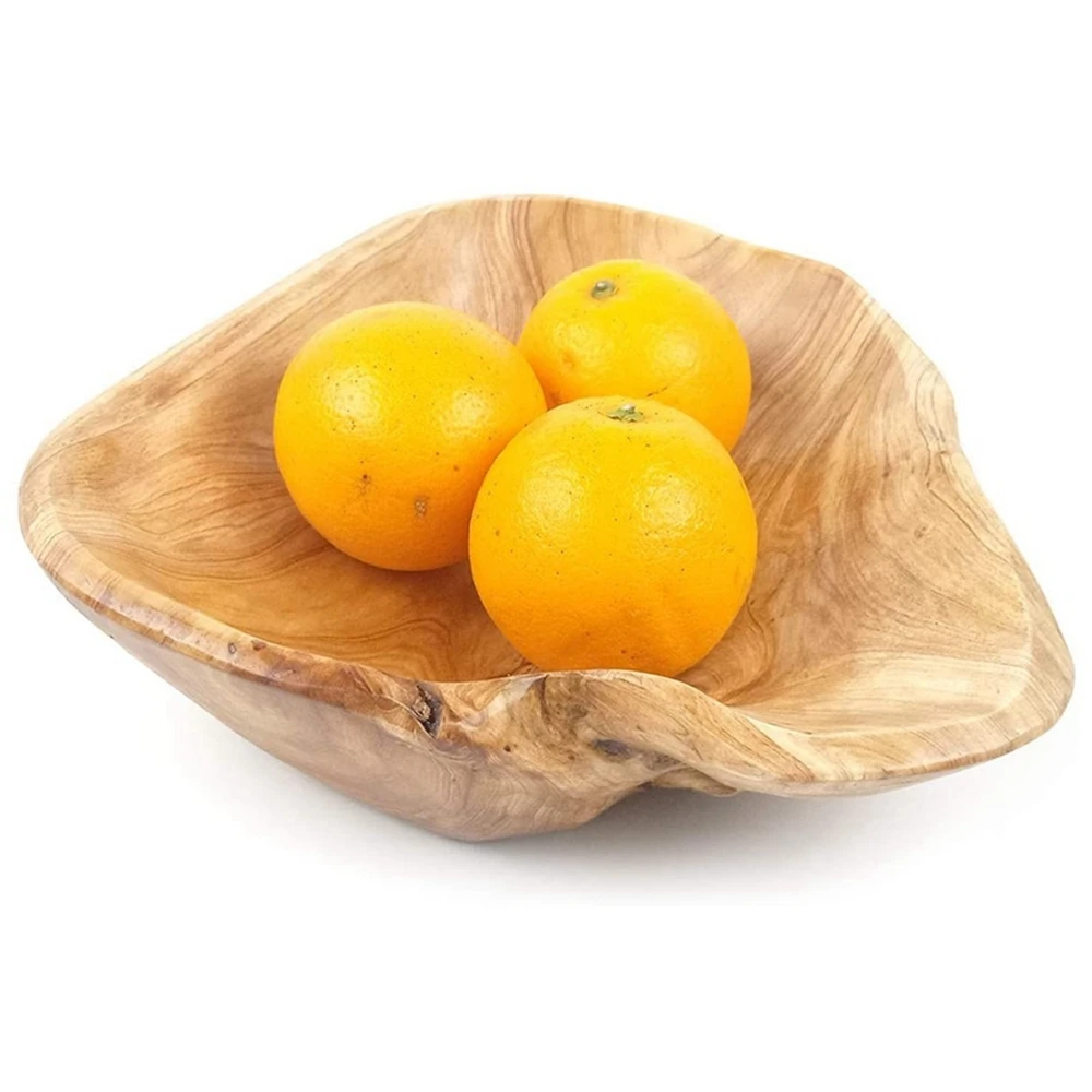 Wooden Fruit Salad Serving Bowl Hand-Carved Root Bowls Creative Living Room Real Wood Candy Bowl 25-29cm