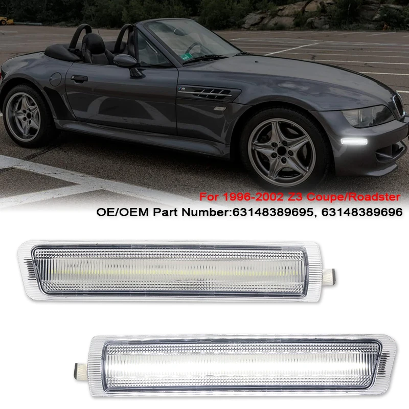 

2PCS Front Side Marker LED Lights For BMW Z3 M Roadster Coupe 1997-2002 Convertible 1996-2002 2PCS White Auto Fender Flare Lamps