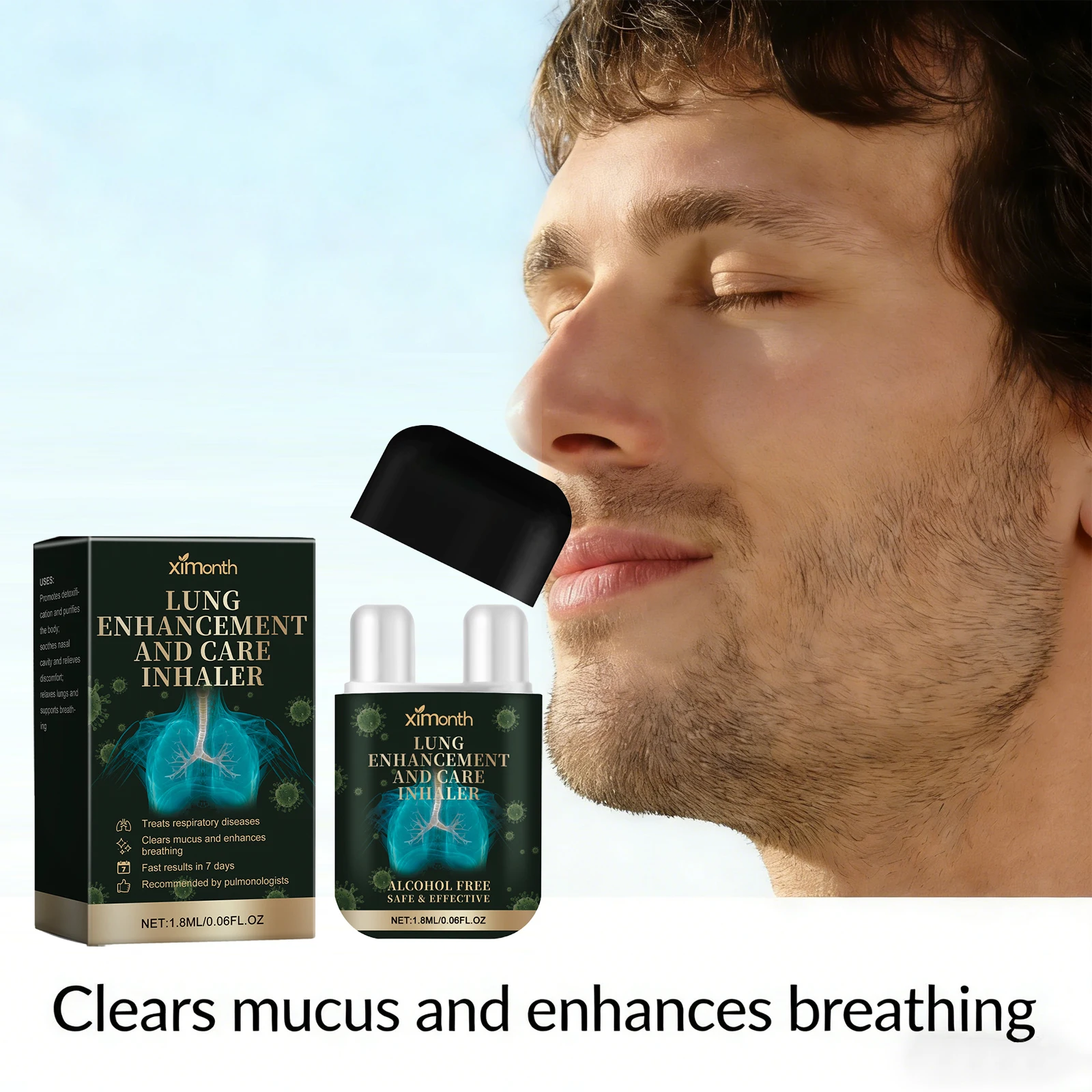 Herbal Lung Enhance Cleanse Inhaler Soothing Breathing Purification Airway Nasal Diffuser Clear Mucus Improve Sleep Nasal Care