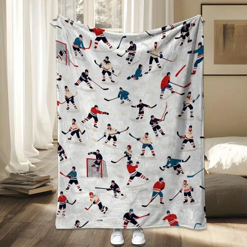 

Одеяло с рисунком хоккейного игрока, мягкое теплое одеяло для домашнего декора, постельное белье для спальни, одеяло для отдыха