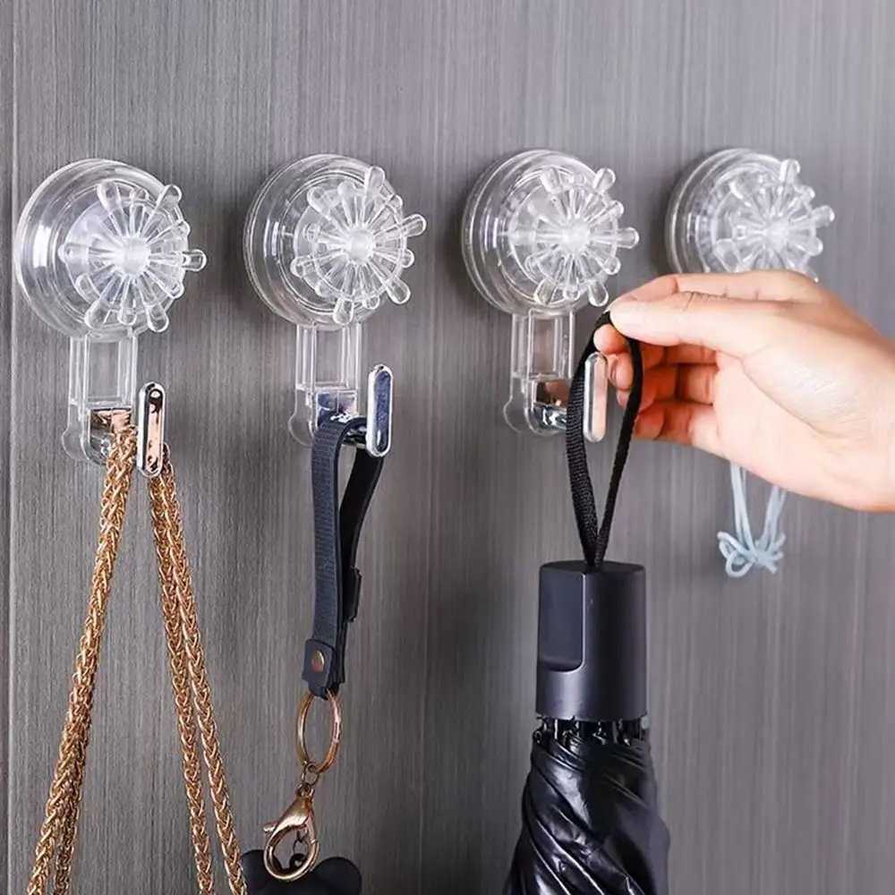 

Transparent Suction Cup Hook Non-Marking Strong Bearing Capacity Row Storage Hook Waterproof No Punching Sundries Storage Hook