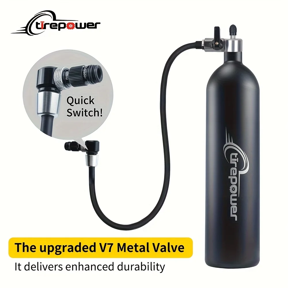 

New Tubeless Pump Tire Inflator 200PSI Tyre Air Booster Bottle Quick Switch Valve With Gas Cylinder 1.3L Fit Switching Twin Head