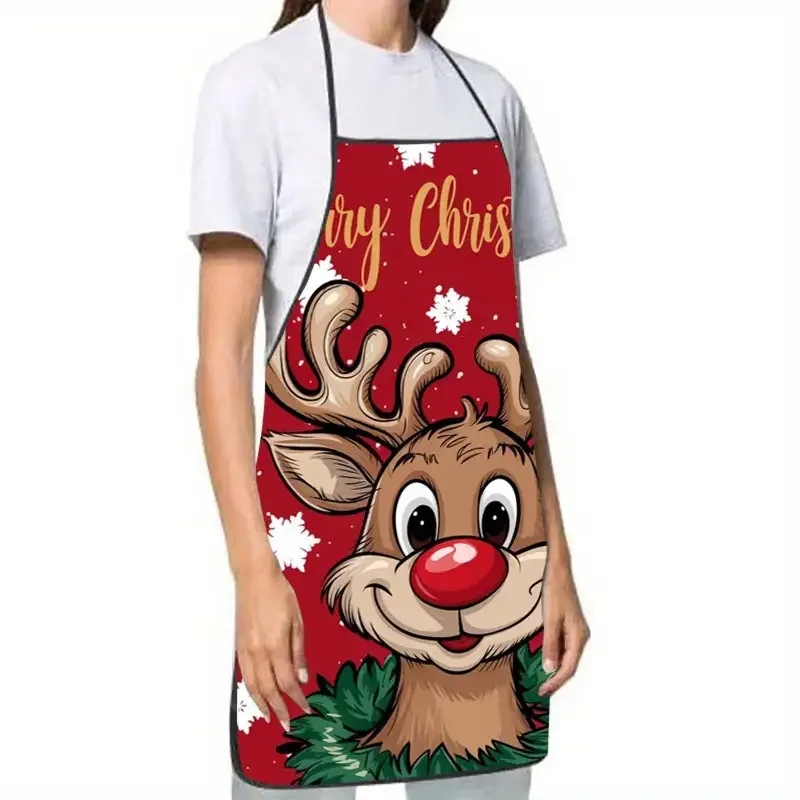 1pc Red 2D Flat Printed Red-Nosed Reindeer Wreath 