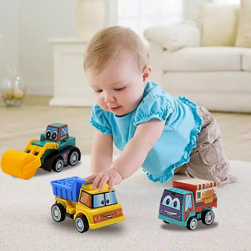 Filled Easter Eggs with Toys Toddler Easter Eggs Hunt Toddler Pull Back Construction Vehicle Cartoon Car for Kids Aged 3-8 Years