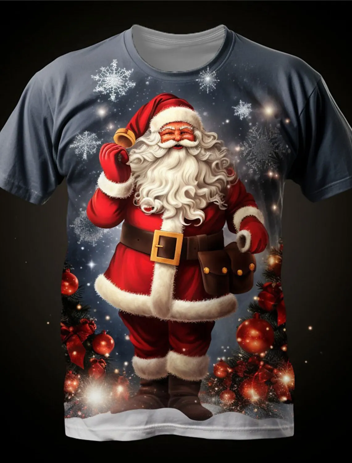 2024 Christmas Mens T Shirt Fashion Casual Party Crazy Santa Claus Pattern Cool Carnival Elastic Soft Comfortable New Large Size