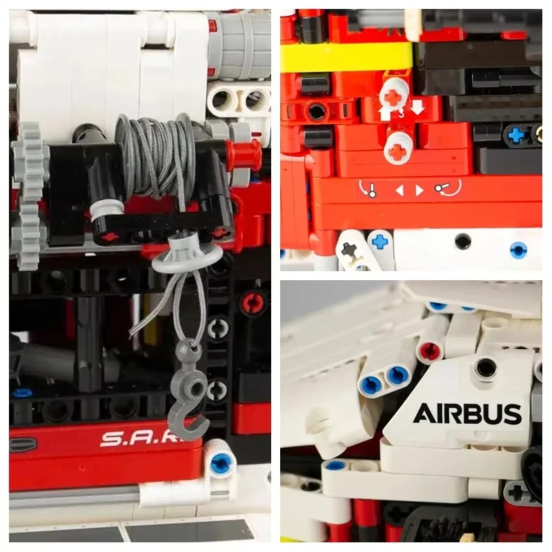 2001PCS Tecnico di Salvataggio Elicottero Building Blocks Airbus H175 Motore Elettrico Assemblare Modello MOC Giocattoli di Mattoni Regalo Per I Bambini Ragazzo