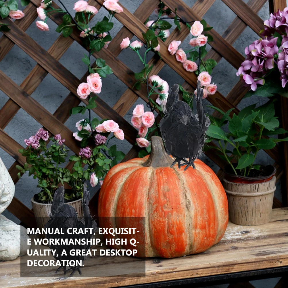 

3 Pcs Crow Ornament Decorations Crows Dropshipping Realistic Bird Black Halloween