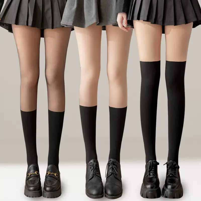 Rajstopy damskie Patchwork Sheer Black JK Japanese Style Rajstopy damskie Lolita Sweet Girls Thigh High Stockings Pantyhose