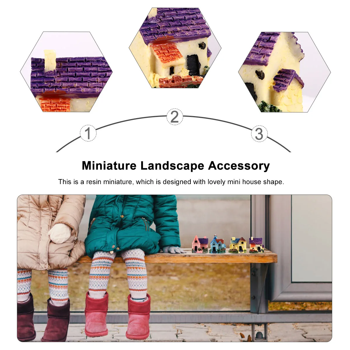 

4Pcs Mini House Ornament Resin Craft DIY Accessories for Miniature Landscape Micro Garden Succulent Bonsai Plant Decor